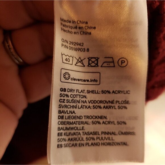 Divided Womens Maroon Cable Knit Cropped Sweater Small - Picture 5 of 5